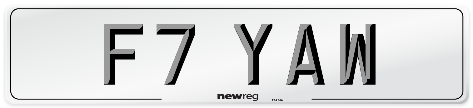 F7 YAW Number Plate from New Reg